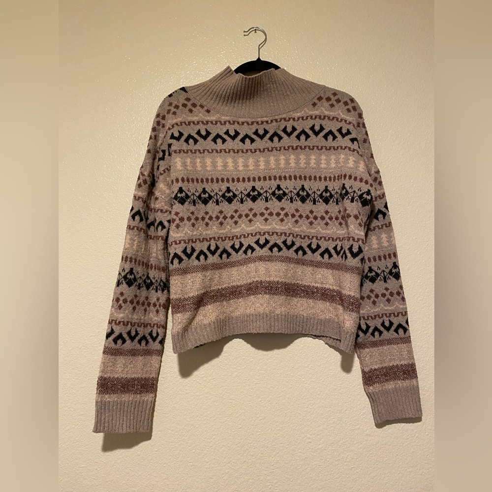 Sugar Moon Patterned Beige and Brown Women's Sweater Size M
